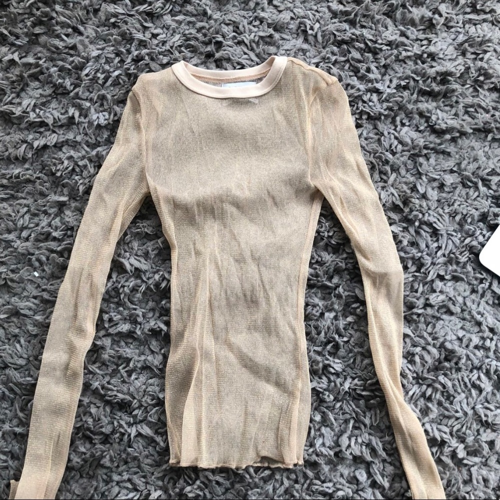 Gold sparkly mesh see through shirt